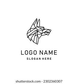 German Shepherd dog - isolated geometric outlined vector illustration