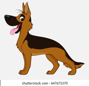 German shepherd dog isolated on white background. Vector cartoon Illustration