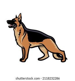 German Shepherd dog - isolated outlined vector illustration