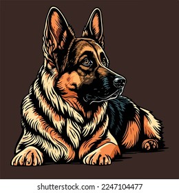 German Shepherd dog isolated vector illustration.