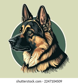 German Shepherd dog isolated vector illustration.