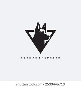 german shepherd dog logo inside triangle vector illustration design