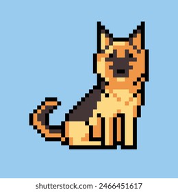 perro pastor alemán pixel art Vector lindo