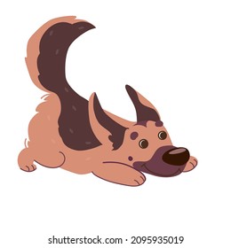 German shepherd dog playing. Vector illustration in flat style isolated on white background.