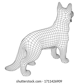 German Shepherd dog polygonal lines illustration. Abstract vector dog on the white background