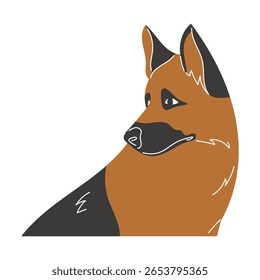 Pastor alemão cão retrato meio corpo liso estilo ilustração animal de estimação