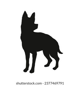 German shepherd dog silhouette. German shepherd silhouette. black German shepherd dog isolated on white background. cutout dog. hand drawn German shepherd design. vector illustration.