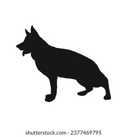 German shepherd dog silhouette. German shepherd silhouette. black German shepherd dog isolated on white background. cutout dog. hand drawn German shepherd design. vector illustration.