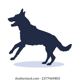 German shepherd dog silhouette. German shepherd silhouette. black German shepherd dog isolated on white background. cutout dog. hand drawn German shepherd design. vector illustration.