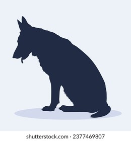 German shepherd dog silhouette. German shepherd silhouette. black German shepherd dog isolated on white background. cutout dog. hand drawn German shepherd design. vector illustration.