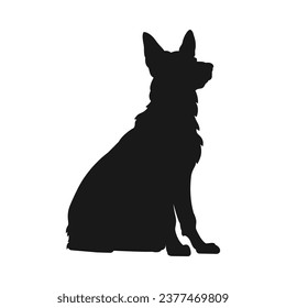 German shepherd dog silhouette. German shepherd silhouette. black German shepherd dog isolated on white background. cutout dog. hand drawn German shepherd design. vector illustration.