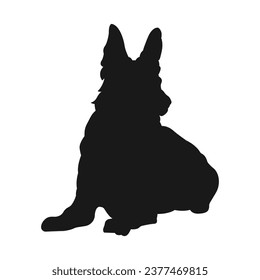 German shepherd dog silhouette. German shepherd silhouette. black German shepherd dog isolated on white background. cutout dog. hand drawn German shepherd design. vector illustration.