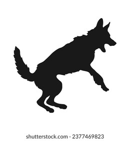 German shepherd dog silhouette. German shepherd silhouette. black German shepherd dog isolated on white background. cutout dog. hand drawn German shepherd design. vector illustration.