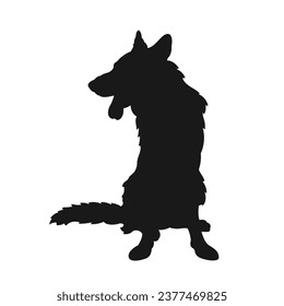 German shepherd dog silhouette. German shepherd silhouette. black German shepherd dog isolated on white background. cutout dog. hand drawn German shepherd design. vector illustration.