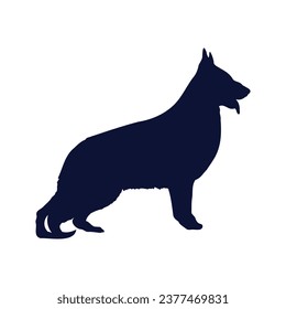 German shepherd dog silhouette. German shepherd silhouette. black German shepherd dog isolated on white background. cutout dog. hand drawn German shepherd design. vector illustration.