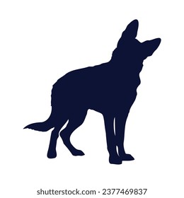 German shepherd dog silhouette. German shepherd silhouette. black German shepherd dog isolated on white background. cutout dog. hand drawn German shepherd design. vector illustration.