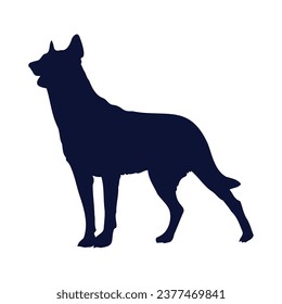 German shepherd dog silhouette. German shepherd silhouette. black German shepherd dog isolated on white background. cutout dog. hand drawn German shepherd design. vector illustration.