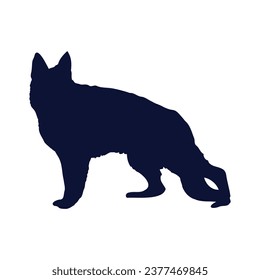 German shepherd dog silhouette. German shepherd silhouette. black German shepherd dog isolated on white background. cutout dog. hand drawn German shepherd design. vector illustration.