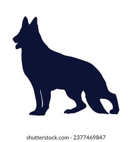 German shepherd dog silhouette. German shepherd silhouette. black German shepherd dog isolated on white background. cutout dog. hand drawn German shepherd design. vector illustration.