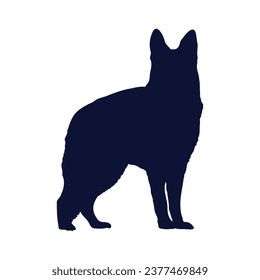 German shepherd dog silhouette. German shepherd silhouette. black German shepherd dog isolated on white background. cutout dog. hand drawn German shepherd design. vector illustration.