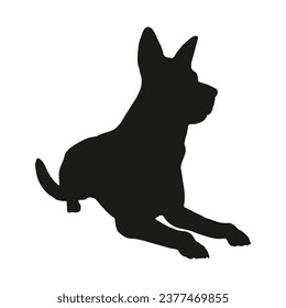 German shepherd dog silhouette. German shepherd silhouette. black German shepherd dog isolated on white background. cutout dog. hand drawn German shepherd design. vector illustration.