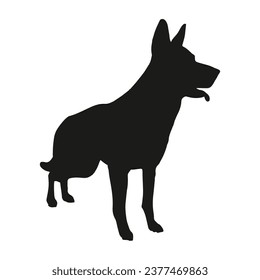 German shepherd dog silhouette. German shepherd silhouette. black German shepherd dog isolated on white background. cutout dog. hand drawn German shepherd design. vector illustration.