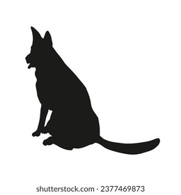 German shepherd dog silhouette. German shepherd silhouette. black German shepherd dog isolated on white background. cutout dog. hand drawn German shepherd design. vector illustration.