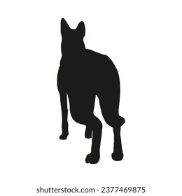 German shepherd dog silhouette. German shepherd silhouette. black German shepherd dog isolated on white background. cutout dog. hand drawn German shepherd design. vector illustration.