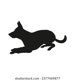 German shepherd dog silhouette. German shepherd silhouette. black German shepherd dog isolated on white background. cutout dog. hand drawn German shepherd design. vector illustration.