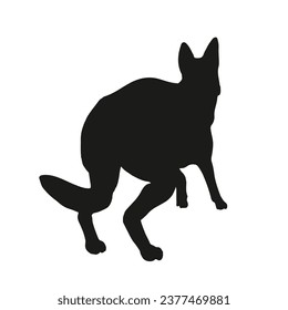 German shepherd dog silhouette. German shepherd silhouette. black German shepherd dog isolated on white background. cutout dog. hand drawn German shepherd design. vector illustration.