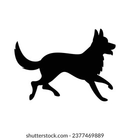 German shepherd dog silhouette. German shepherd silhouette. black German shepherd dog isolated on white background. cutout dog. hand drawn German shepherd design. vector illustration.