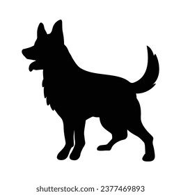 German shepherd dog silhouette. German shepherd silhouette. black German shepherd dog isolated on white background. cutout dog. hand drawn German shepherd design. vector illustration.