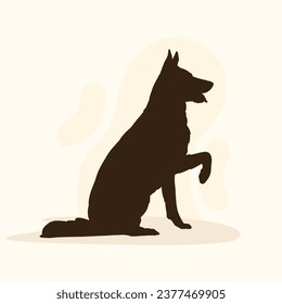 German shepherd dog silhouette. German shepherd silhouette. black German shepherd dog isolated on white background. cutout dog. hand drawn German shepherd design. vector illustration.