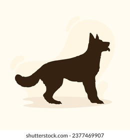 German shepherd dog silhouette. German shepherd silhouette. black German shepherd dog isolated on white background. cutout dog. hand drawn German shepherd design. vector illustration.