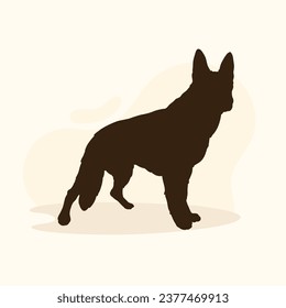 German shepherd dog silhouette. German shepherd silhouette. black German shepherd dog isolated on white background. cutout dog. hand drawn German shepherd design. vector illustration.