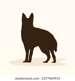 German shepherd dog silhouette. German shepherd silhouette. black German shepherd dog isolated on white background. cutout dog. hand drawn German shepherd design. vector illustration.