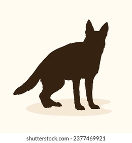 German shepherd dog silhouette. German shepherd silhouette. black German shepherd dog isolated on white background. cutout dog. hand drawn German shepherd design. vector illustration.