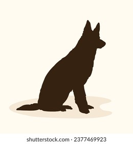 German shepherd dog silhouette. German shepherd silhouette. black German shepherd dog isolated on white background. cutout dog. hand drawn German shepherd design. vector illustration.