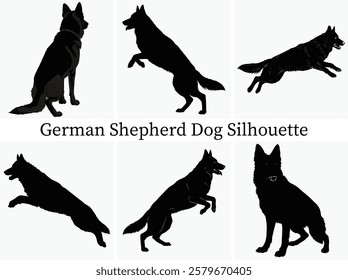 German Shepherd Dog Silhouette Bundle