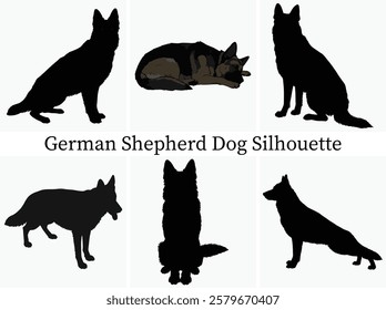 German Shepherd Dog Silhouette Bundle