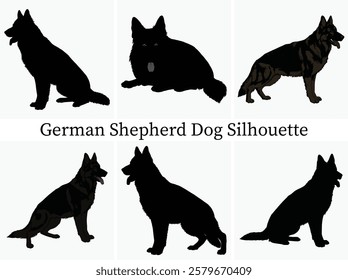 German Shepherd Dog Silhouette Bundle