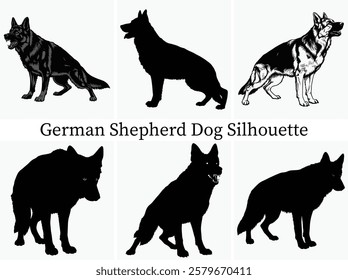 German Shepherd Dog Silhouette Bundle