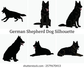 German Shepherd Dog Silhouette Bundle