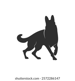 German shepherd dog silhouette isolated on a white background. Vector illustration