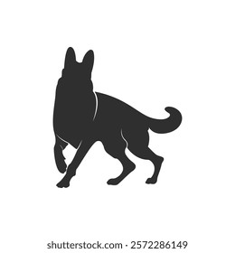 German shepherd dog silhouette isolated on a white background. Vector illustration