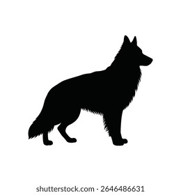 German shepherd dog silhouette isolated on a white background. Vector illustration