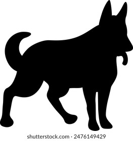 German Shepherd dog silhouette on white background. Vector Illustration.