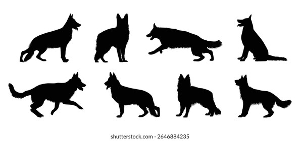 German Shepherd Dog silhouette set