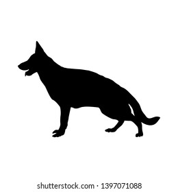 German Shepherd Dog Silhouette. Smooth Vector Illustration.