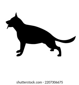 German Shepherd Dog Silhouette Vector. Isolated On A White Background